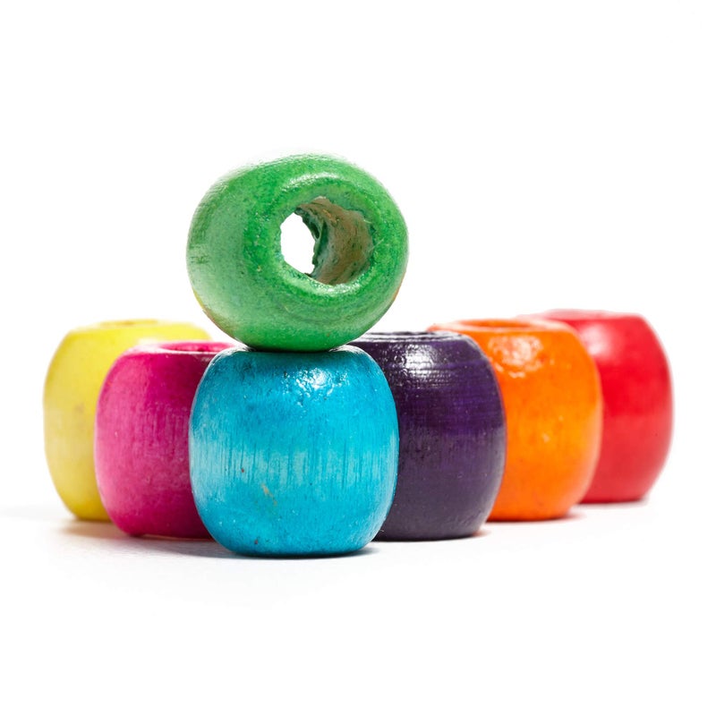 Craft Making Shop 200 Large Hole Wood Beads for Crafts and Macrame 17mm x 14mm Barrel Hair Beads with 8mm Large Hole Multicolor Assortment, 200 Count - Image 2